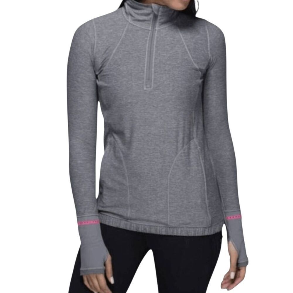 LULULEMON ATHLETICA Pace Pusher 1/2 Zip in Heathered Slate/Slate Size 10